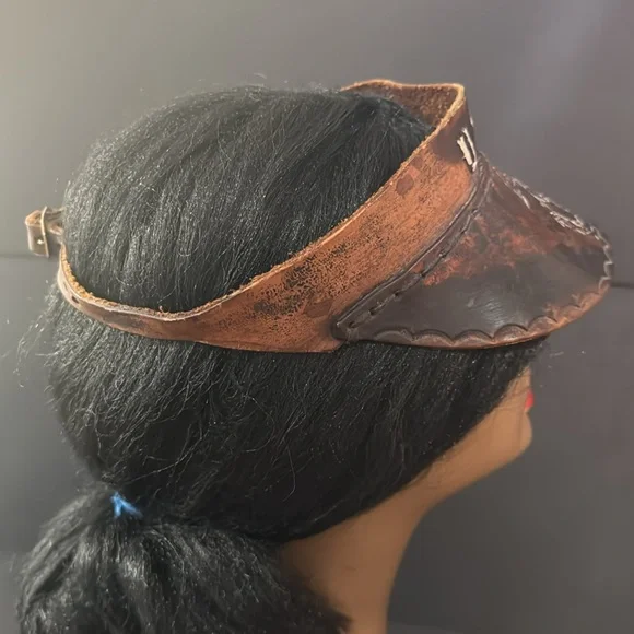 Vintage Leather Tooled USMC Leather Visor - Picture 6 of 15